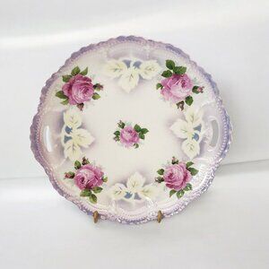Vintage Leuchtenburg German Cake Plate Lavender Lusterware Scallop Edge 9"